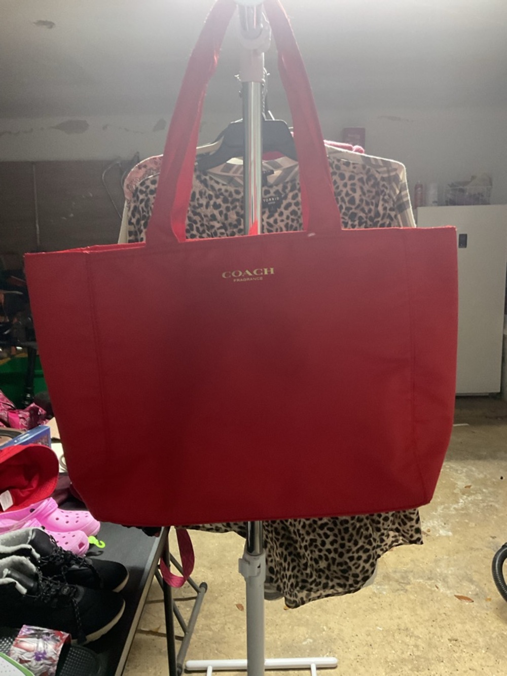 Coach Red Tote with Gold Logo